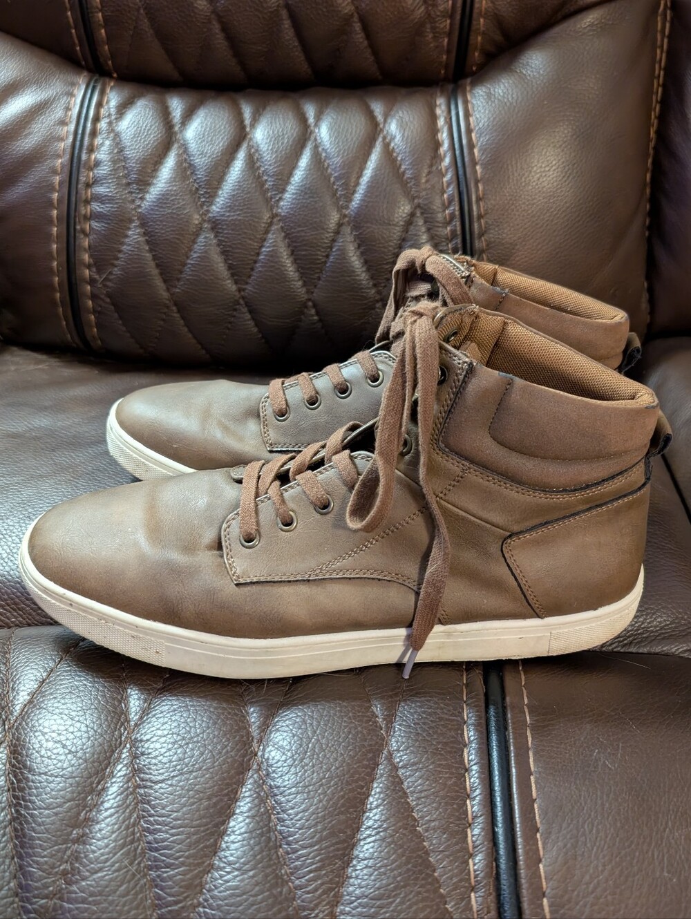 Goodfellow Men's Brown Faux Leather High-Top Sneakers Size 12